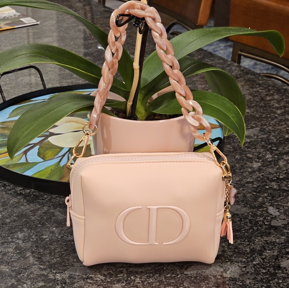 Dior Handbags - Christian Dior Pink Clutch with Acrylic Link Strap Added NWOT